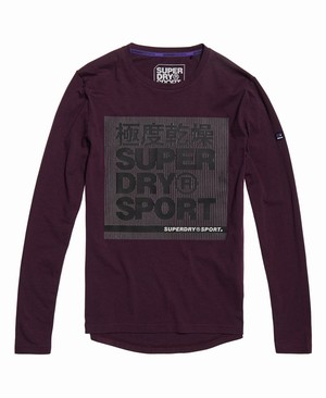 Superdry Core Graphic Hosszú Ujjú Férfi Pólók MélyBordó | DEWZV1630